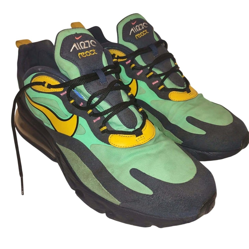 Nike Air Max 270 React Sneakers Green Yellow Pop Art AO4971-300 Mens 11.5 Sporty